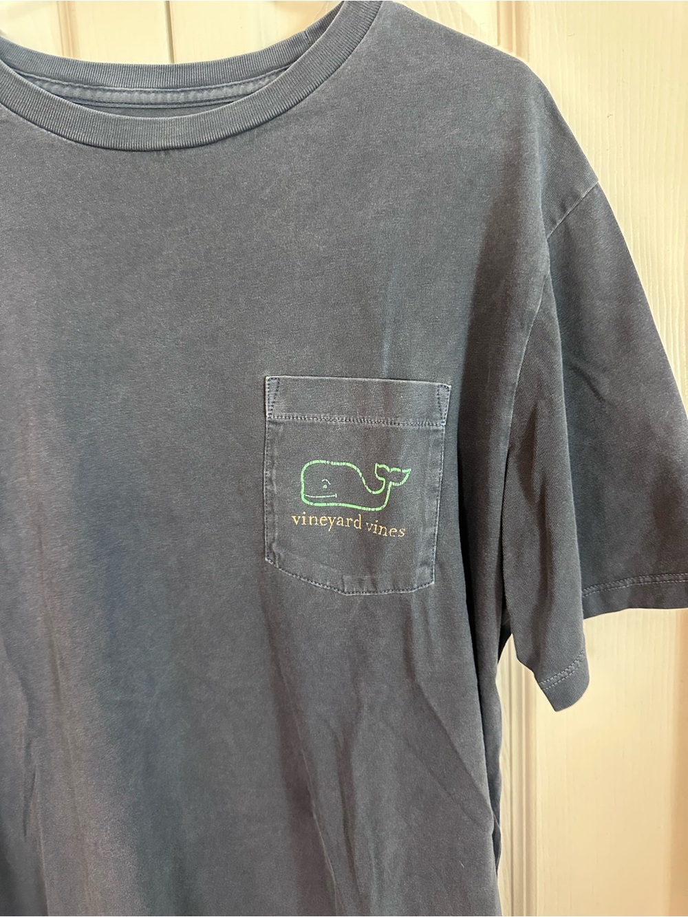 Vineyard Vines Short Sleeve Pocket Tee in Dark Gray with Green Logo